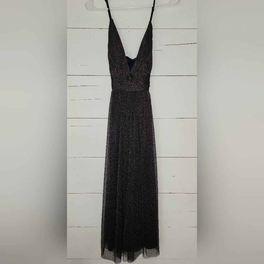 Gigi Shimmer Dress | Navy + Gold - S